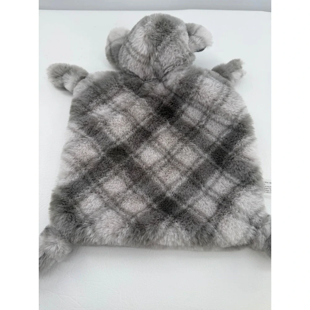 DEMDACO Koala Security Blanket Infant Grey White Plaid Lovey Soft Toy